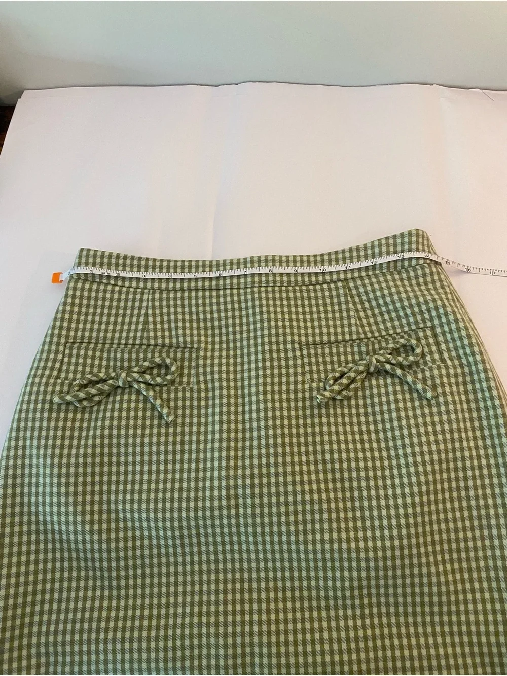 NWT Avec Les Filles Light Green Gingham Mini Skirt